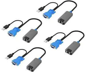 MT-VIKI 4-Pack USB VGA over RJ45 Extender Dongles, Compatible with MT-VIKI 1708MS-IP CAT6 IP KVM Switch, Max Extension Distance 230ft/70 Meters MT-VIKI 4-Pack USB VGA over RJ45 Extender Dongles, Compatible with MT-VIKI 1708MS-IP CAT6 IP KVM Switch, Max Extension Distance 230ft/70 Meters