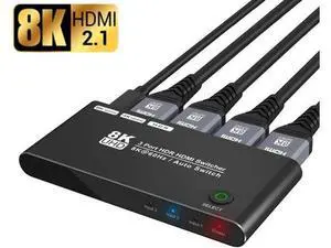 3 in 1 Out HDMI 2.1 8K Switcher, 48Gbps High Speed Ultra HD HDMI Switch Support 8K@60Hz 4K@120Hz HDCP2.3 HDR, Video Converter Selector for Xbox Series X, PS5, 8K TV Monitor 3 in 1 Out HDMI 2.1 8K Switcher, 48Gbps High Speed Ultra HD HDMI Switch Support 8K@60Hz 4K@120Hz HDCP2.3 HDR, Video Converter Selector for Xbox Series X, PS5, 8K TV Monitor