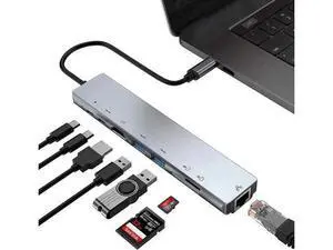 8 in 1 USB C Multiport Hub, Type C Adapter with 87W PD Charging, 4K@30Hz HDMI, Gigabit RJ45 Ethernet, USB 3.0 Port, SD & TF Card Reader for Windows, MacBook and All USB-C Laptops 8 in 1 USB C Multiport Hub, Type C Adapter with 87W PD Charging, 4K@30Hz HDMI, Gigabit RJ45 Ethernet, USB 3.0 Port, SD & TF Card Reader for Windows, MacBook and All USB-C Laptops