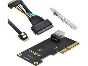 PCIe 3.0 4.0 SFF-8654 Slimline SAS Adapter Card with SFF-8639 U.2 NVMe Cable, PCIe x4 to SlimSAS Converter for Desktop & Server Motherboard U.2 SSD Storage Expansion PCIe 3.0 4.0 SFF-8654 Slimline SAS Adapter Card with SFF-8639 U.2 NVMe Cable, PCIe x4 to SlimSAS Converter for Desktop & Server Motherboard U.2 SSD Storage Expansion
