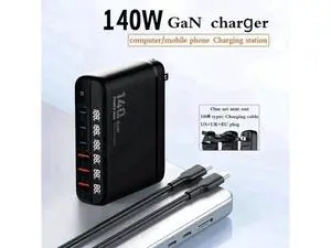 140W GaN USB-C Charger Block, QC3.0 Fast Charging Desktop Type-C Power Adapter Compatible with iPhone, Xiaomi, Samsung Smartphones, Black 140W GaN USB-C Charger Block, QC3.0 Fast Charging Desktop Type-C Power Adapter Compatible with iPhone, Xiaomi, Samsung Smartphones, Black