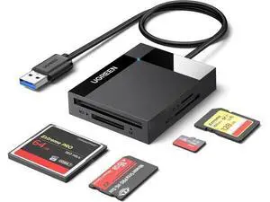 UGREEN USB 3.0 SD Card Reader Hub Adapter, 5Gbps Speed Simultaneously Read 4 Cards, Supports CF CFI TF SDXC SDHC SD MMC Micro SDXC Micro SDHC MS UHS-I Cards, Black UGREEN USB 3.0 SD Card Reader Hub Adapter, 5Gbps Speed Simultaneously Read 4 Cards, Supports CF CFI TF SDXC SDHC SD MMC Micro SDXC Micro SDHC MS UHS-I Cards, Black