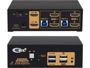 2-Port Dual HDMI Monitor USB 3.0 KVM Switch, 4K@60Hz, Audio Function for 2 PCs 2 Monitors 2-Port Dual HDMI Monitor USB 3.0 KVM Switch, 4K@60Hz, Audio Function for 2 PCs 2 Monitors