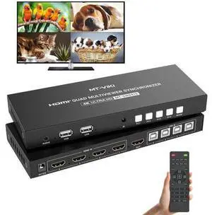 MT-VIKI 4-Port 4K HDMI KVM Multi-Viewer Switch 4 in 1 Out, Borderless Mouse Crossing, PIP & POP Split Modes, Independent 3.5mm Stereo Audio Jack for 4 PCs & Game Consoles MT-VIKI 4-Port 4K HDMI KVM Multi-Viewer Switch 4 in 1 Out, Borderless Mouse Crossing, PIP & POP Split Modes, Independent 3.5mm Stereo Audio Jack for 4 PCs & Game Consoles