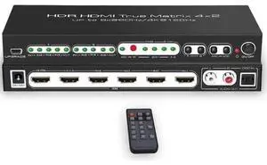 8K 4x2 HDMI 2.1 Matrix Switch Splitter, 4 In 2 Out HDMI Video Switcher with Optical SPDIF & RCA L/R Audio Extractor, Supports 8K@60Hz, 4K@120Hz, HDR10, ARC, HDCP 2.3, IR Remote Control for PS5, Xbox S 8K 4x2 HDMI 2.1 Matrix Switch Splitter, 4 In 2 Out HDMI Video Switcher with Optical SPDIF & RCA L/R Audio Extractor, Supports 8K@60Hz, 4K@120Hz, HDR10, ARC, HDCP 2.3, IR Remote Control for PS5, Xbox S