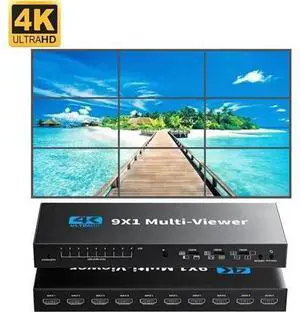 9x1 4K HDMI Multi-Viewer Seamless Switcher 9 in 1 Out Screen Divider with IR Remote, 10 Adjustable Display Modes, Supports 4K, 1080P, HDCP 1.4 for Security Cameras, PS4, Laptops & Media Players 9x1 4K HDMI Multi-Viewer Seamless Switcher 9 in 1 Out Screen Divider with IR Remote, 10 Adjustable Display Modes, Supports 4K, 1080P, HDCP 1.4 for Security Cameras, PS4, Laptops & Media Players