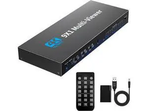 9x1 HDMI Multi-Viewer Seamless Switcher 9 in 1 Out with IR Remote, 10 Split Screen Modes, Supports 4K@30Hz & 1080P for Security Cameras, Gaming Consoles, PC Monitors 9x1 HDMI Multi-Viewer Seamless Switcher 9 in 1 Out with IR Remote, 10 Split Screen Modes, Supports 4K@30Hz & 1080P for Security Cameras, Gaming Consoles, PC Monitors