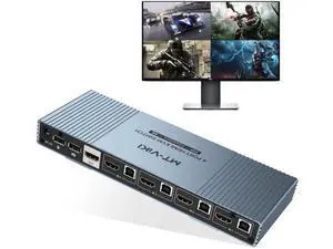 MT-VIKI 4x1 4K Quad HDMI KVM Multi-Viewer Switch, PIP & POP Screen Modes, One Set Keyboard Mouse Monitor Controls 4 PCs, 4K@30Hz Seamless Switch via Hotkeys & Front Buttons MT-VIKI 4x1 4K Quad HDMI KVM Multi-Viewer Switch, PIP & POP Screen Modes, One Set Keyboard Mouse Monitor Controls 4 PCs, 4K@30Hz Seamless Switch via Hotkeys & Front Buttons