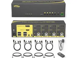 4-In-2-Out Dual Monitor KVM Switch (HDMI+DP), 4K@60Hz 4:4:4, Audio & USB2.0 Hub for 4 PCs Share 2 Monitors, One Set Keyboard & Mouse 4-In-2-Out Dual Monitor KVM Switch (HDMI+DP), 4K@60Hz 4:4:4, Audio & USB2.0 Hub for 4 PCs Share 2 Monitors, One Set Keyboard & Mouse