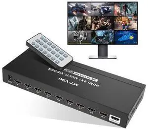 MT-VIKI 9x1 HDMI Multi-Viewer Seamless Switcher 9 in 1 Out with IR Remote Control, Supports 4K@30Hz, Multiple Split Display Modes, Multi-Screen Monitor Box for Security Cameras, PS4, PS5 & Game Consol MT-VIKI 9x1 HDMI Multi-Viewer Seamless Switcher 9 in 1 Out with IR Remote Control, Supports 4K@30Hz, Multiple Split Display Modes, Multi-Screen Monitor Box for Security Cameras, PS4, PS5 & Game Consol