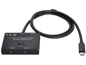 Bi-Directional USB-C MST Switch Hub, 8K@30Hz Video, 100W PD Charging, 10Gbps Data, 1-In-2-Out Bi-Directional USB-C MST Switch Hub, 8K@30Hz Video, 100W PD Charging, 10Gbps Data, 1-In-2-Out