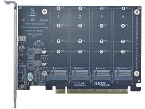 PCIe 4.0 X16 M.2 NVMe Expansion Card, 4-Port M-Key Adapter Supports 2230/2242/2260/2280 NVMe SSD PCIe 4.0 X16 M.2 NVMe Expansion Card, 4-Port M-Key Adapter Supports 2230/2242/2260/2280 NVMe SSD