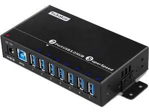 7 Port Powered USB 3.0 Hub Splitter, Aluminum Super Speed USB Data Hub with 12V 3A 36W Power Adapter, Mount Bracket & LED Indicator, Black 7 Port Powered USB 3.0 Hub Splitter, Aluminum Super Speed USB Data Hub with 12V 3A 36W Power Adapter, Mount Bracket & LED Indicator, Black