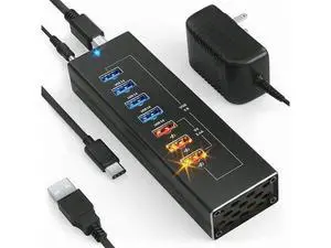 Powered 10-Port USB 3.0 Hub, 7 Data USB 3.0 Ports + 3 Fast Charging USB 3.0 Ports, Equipped with USB-C & USB-A Cables, External Power Supply Multiport Splitter for PC & Laptops Powered 10-Port USB 3.0 Hub, 7 Data USB 3.0 Ports + 3 Fast Charging USB 3.0 Ports, Equipped with USB-C & USB-A Cables, External Power Supply Multiport Splitter for PC & Laptops