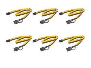 6 Pack 60cm PCIe 6Pin to 6+2Pin GPU Power Cables, Graphics Card Adapter Cords for BTC Mining Rig & Server 6 Pack 60cm PCIe 6Pin to 6+2Pin GPU Power Cables, Graphics Card Adapter Cords for BTC Mining Rig & Server