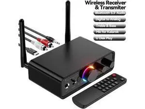 Bluetooth 5.3 Audio Transmitter Receiver Low Latency Wireless HiFi Adapter for TV Home Stereo, Built-in DAC, USB/RCA/3.5mm AUX/Coaxial/Optical Input & Output Bluetooth 5.3 Audio Transmitter Receiver Low Latency Wireless HiFi Adapter for TV Home Stereo, Built-in DAC, USB/RCA/3.5mm AUX/Coaxial/Optical Input & Output