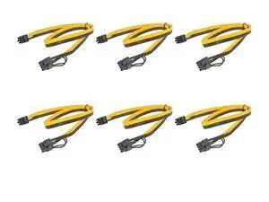6 Pack 70cm PCIe 6Pin to 6+2 Pin GPU Power Cable, PCI Express 6/8 Pin Converter Cord for BTC Mining Rigs & Server Graphics Cards 6 Pack 70cm PCIe 6Pin to 6+2 Pin GPU Power Cable, PCI Express 6/8 Pin Converter Cord for BTC Mining Rigs & Server Graphics Cards