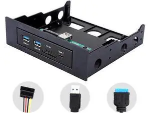 3.5 Inch PC Front Panel Media Dashboard, Internal Expansion Bay with USB 3.0 Hub, USB-C Port, SD/TF Card Reader, 3.5mm Audio Jack, Fits Optical & Soft Drive Bays for Desktop Computer 3.5 Inch PC Front Panel Media Dashboard, Internal Expansion Bay with USB 3.0 Hub, USB-C Port, SD/TF Card Reader, 3.5mm Audio Jack, Fits Optical & Soft Drive Bays for Desktop Computer