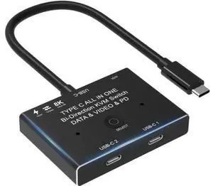 Bi-Directional USB-C 8K Switch, USB 3.1 Type-C Splitter Converter Supports 8K@30Hz, 4K@120Hz, 100W PD Charging & 10Gbps High-Speed Data Transfer Bi-Directional USB-C 8K Switch, USB 3.1 Type-C Splitter Converter Supports 8K@30Hz, 4K@120Hz, 100W PD Charging & 10Gbps High-Speed Data Transfer
