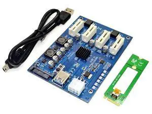 M.2 M Key to 4 PCIe X16 Mining Multiplier HUB, 1 to 4 Port PCI Express Switch Riser Card with 6Pin SATA & USB Power Interface, Multi-GPU Expansion Adapter for BTC ETH Ethereum Mining Rig M.2 M Key to 4 PCIe X16 Mining Multiplier HUB, 1 to 4 Port PCI Express Switch Riser Card with 6Pin SATA & USB Power Interface, Multi-GPU Expansion Adapter for BTC ETH Ethereum Mining Rig