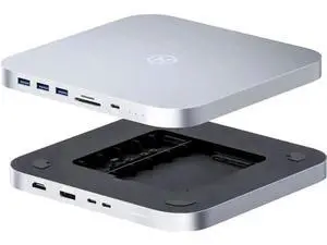 Hagibis MC25 Pro HD USB-C Docking Station with Dual Hard Drive Enclosure, 4K@60Hz DP1.4 & HDMI Type-C Hub for Mac Mini M2, Mac Studio M1 Max/M1 Ultra, Supports M.2 NVMe SSD & 2.5" SATA HDD, 10Gbps USB Hagibis MC25 Pro HD USB-C Docking Station with Dual Hard Drive Enclosure, 4K@60Hz DP1.4 & HDMI Type-C Hub for Mac Mini M2, Mac Studio M1 Max/M1 Ultra, Supports M.2 NVMe SSD & 2.5" SATA HDD, 10Gbps USB