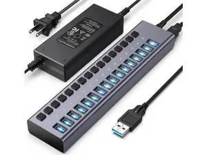 16-Port Powered USB 3.0 Hub with Individual Switches, 90W 12V7.5A Power Adapter for Laptop & Desktop 16-Port Powered USB 3.0 Hub with Individual Switches, 90W 12V7.5A Power Adapter for Laptop & Desktop