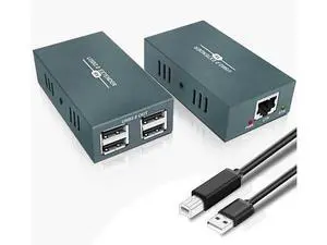 USB Over Ethernet Extender with 4 USB 2.0 Ports, 165FT/50M RJ45 LAN USB Extension Adapter, Cat5 Cat5e Cat6 Cat7 Cable Supported, PoC Power Supply, Plug & Play Driver-Free USB Over Ethernet Extender with 4 USB 2.0 Ports, 165FT/50M RJ45 LAN USB Extension Adapter, Cat5 Cat5e Cat6 Cat7 Cable Supported, PoC Power Supply, Plug & Play Driver-Free