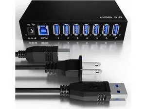 7-Port Aluminum Powered USB 3.0 Hub, 36W 12V3A Adapter for HDD Laptop Game Console 7-Port Aluminum Powered USB 3.0 Hub, 36W 12V3A Adapter for HDD Laptop Game Console
