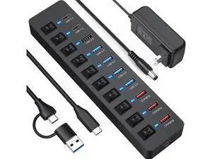 11-Port Powered USB 3.2 Multiport Expander with Independent Switches, 3×10Gbps USB-C/USB-A 3.2 Gen2 + 4×5Gbps USB3.0 + 4 Smart Charging Ports, 12V Power Adapter for Laptops, PC, Phones & External SSDs 11-Port Powered USB 3.2 Multiport Expander with Independent Switches, 3×10Gbps USB-C/USB-A 3.2 Gen2 + 4×5Gbps USB3.0 + 4 Smart Charging Ports, 12V Power Adapter for Laptops, PC, Phones & External SSDs