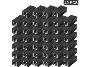 40 Pack Gigabit RJ45 Coupler, Female to Female Inline Ethernet Extender Connector Black, LAN Cable Extension Adapter Compatible with Cat5 Cat5e Cat6 Cat7 Cat8 Network Cables 40 Pack Gigabit RJ45 Coupler, Female to Female Inline Ethernet Extender Connector Black, LAN Cable Extension Adapter Compatible with Cat5 Cat5e Cat6 Cat7 Cat8 Network Cables