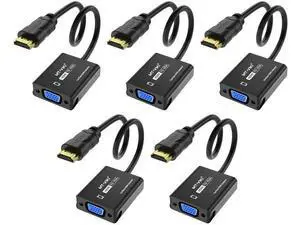 5 Pack MT-VIKI Gold-Plated HDMI Male to VGA Female Adapter, Digital HDMI to Analog VGA Video Converter for Laptop PC Monitor Projector HDTV Chromebook Raspberry Pi Roku Xbox 5 Pack MT-VIKI Gold-Plated HDMI Male to VGA Female Adapter, Digital HDMI to Analog VGA Video Converter for Laptop PC Monitor Projector HDTV Chromebook Raspberry Pi Roku Xbox