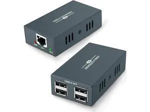 USB Over Ethernet Extender Kit 165FT, 4-Port USB 2.0 Hub Extension via Single Cat5e/Cat6/Cat7 Cable Up to 50 Meters, Plug and Play No Driver Required USB RJ45 LAN Signal Extender USB Over Ethernet Extender Kit 165FT, 4-Port USB 2.0 Hub Extension via Single Cat5e/Cat6/Cat7 Cable Up to 50 Meters, Plug and Play No Driver Required USB RJ45 LAN Signal Extender