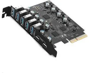 PCI Express USB 3.2 Expansion Card, 7-Port Front Panel PCIe Expansion Adapter with 2 USB-C & 5 USB-A Ports, Multi-Device Connection for Desktop PC Motherboard PCI Express USB 3.2 Expansion Card, 7-Port Front Panel PCIe Expansion Adapter with 2 USB-C & 5 USB-A Ports, Multi-Device Connection for Desktop PC Motherboard