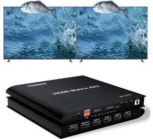 4×2 HDMI 2.1 48Gbps 8K Matrix Switch with US Power Adapter & IR Remote, 4 In 2 Out 8K@60Hz 4K@120Hz HDR Scaler Splitter HDCP2.3 UHD Video Distributor 4×2 HDMI 2.1 48Gbps 8K Matrix Switch with US Power Adapter & IR Remote, 4 In 2 Out 8K@60Hz 4K@120Hz HDR Scaler Splitter HDCP2.3 UHD Video Distributor