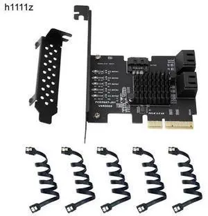 Add On Card 5 Port SATA 3.0 Card PCIE SATA Controller PCI-E SATA Hub/Card PCIE to SATA3 Card HDD SSD PCI Express X4 Gen3 Adapter Add On Card 5 Port SATA 3.0 Card PCIE SATA Controller PCI-E SATA Hub/Card PCIE to SATA3 Card HDD SSD PCI Express X4 Gen3 Adapter