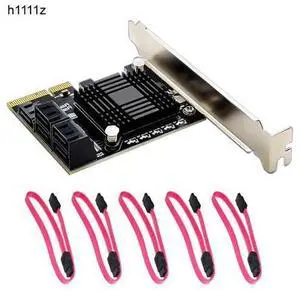 JMB585 Chip 5 Port SATA 3.0 to PCIe Expansion Card 4X Gen 3 PCI Express SATA Adapter SATA 3 Converter with Heat Sink for HDD SSD JMB585 Chip 5 Port SATA 3.0 to PCIe Expansion Card 4X Gen 3 PCI Express SATA Adapter SATA 3 Converter with Heat Sink for HDD SSD