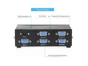 4 Port VGA Splitter 1 In 4 Out 1080P VGA Distributor Splitter 1x4 Video Screen Duplication Converter Support 200MHz Bandwidth(US Plug) 4 Port VGA Splitter 1 In 4 Out 1080P VGA Distributor Splitter 1x4 Video Screen Duplication Converter Support 200MHz Bandwidth(US Plug)