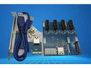 blue PCIe 1 to 4 PCI express 1X slots Riser Card Mini ITX to external 4 PCI-e slot adapter PCIe Port Multiplier Card blue PCIe 1 to 4 PCI express 1X slots Riser Card Mini ITX to external 4 PCI-e slot adapter PCIe Port Multiplier Card