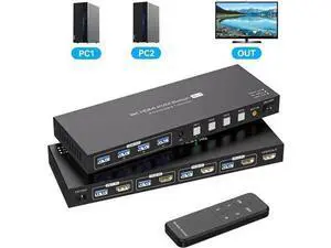 4 Port HDMI USB3.0 KVM Switch 8K@60Hz/4K@120Hz, 4-In-1-Out Single Monitor KVM Switch for 4 PCs, With 4 USB Cables & Wireless Remote Controller 4 Port HDMI USB3.0 KVM Switch 8K@60Hz/4K@120Hz, 4-In-1-Out Single Monitor KVM Switch for 4 PCs, With 4 USB Cables & Wireless Remote Controller