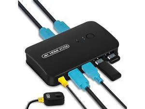 2-Port HDMI KVM Switch, 2 PCs Share One 4K Monitor, Keyboard, Mouse & Printer, 2 KVM Cables Included 2-Port HDMI KVM Switch, 2 PCs Share One 4K Monitor, Keyboard, Mouse & Printer, 2 KVM Cables Included