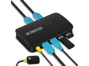 2-Port HDMI KVM Switch, 2 PCs Share One 4K Monitor, Keyboard, Mouse & Printer, 2 KVM Cables Included 2-Port HDMI KVM Switch, 2 PCs Share One 4K Monitor, Keyboard, Mouse & Printer, 2 KVM Cables Included