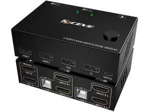 Dual Monitor HDMI KVM Switch 2 Computers 2 Monitors, 2 Port KVM Switcher with 4 USB Ports, 4K@30Hz 1080P@120Hz Support, Wired Remote Control & USB Cables Included for Keyboard Mouse Printer Scanner Dual Monitor HDMI KVM Switch 2 Computers 2 Monitors, 2 Port KVM Switcher with 4 USB Ports, 4K@30Hz 1080P@120Hz Support, Wired Remote Control & USB Cables Included for Keyboard Mouse Printer Scanner