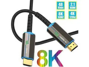HDMI Fiber Optic Cable 100feet 8K Fiber HDMI Cable Supports 8K@60Hz, 4:4:4/4:2:2/4:2:0, HDR, Dolby Vision, HDCP2.2, ARC, 3D, High Speed 48Gbps, Slim and Flexible Long HDMI Fiber Optic Cable 100 ft. HDMI Fiber Optic Cable 100feet 8K Fiber HDMI Cable Supports 8K@60Hz, 4:4:4/4:2:2/4:2:0, HDR, Dolby Vision, HDCP2.2, ARC, 3D, High Speed 48Gbps, Slim and Flexible Long HDMI Fiber Optic Cable 100 ft.