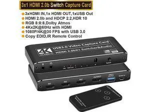 3×1 4K@60Hz HDMI Multiview Capture Card with HDMI Loop-Out & 3.5mm Mic/Audio Jack, USB Game Video Grabber for PS5 PS4 Pro Xbox Series X/S Xbox One X/S PC Mac Live Streaming Recording 3×1 4K@60Hz HDMI Multiview Capture Card with HDMI Loop-Out & 3.5mm Mic/Audio Jack, USB Game Video Grabber for PS5 PS4 Pro Xbox Series X/S Xbox One X/S PC Mac Live Streaming Recording