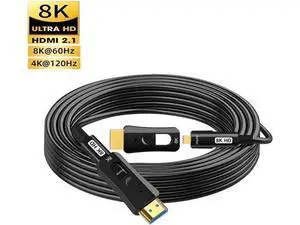 Detachable Fiber Optic HDMI2.1 In-wall Cable, 8K HDMI 2.1 High Speed 48Gbps 8K@60Hz 4K@120Hz Dynamic HDR 10, eARC, HDCP2.2, 4:4:4 Audio Cable for in-Wall Installation-16FT 330 ft. Detachable Fiber Optic HDMI2.1 In-wall Cable, 8K HDMI 2.1 High Speed 48Gbps 8K@60Hz 4K@120Hz Dynamic HDR 10, eARC, HDCP2.2, 4:4:4 Audio Cable for in-Wall Installation-16FT 330 ft.