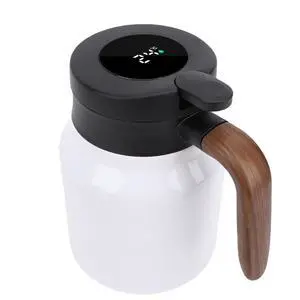 Insulated Coffee Carafe 1000ml, Thermal Tea Kettle with Temperature Display Tea Infuser, 12 Hour Hot Cold Portable Bottle for Coffee, Milk, Juice, Office, Travel, Camping (White) Insulated Coffee Carafe 1000ml, Thermal Tea Kettle with Temperature Display Tea Infuser, 12 Hour Hot Cold Portable Bottle for Coffee, Milk, Juice, Office, Travel, Camping (White)