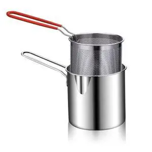 Small Deep Fryer Pot with Basket Mini Oil Fryer 304 Stainless Steel Anti Scald Handle Design Portable for Home Outdoor Fries Fish Chicken Seafood Small Deep Fryer Pot with Basket Mini Oil Fryer 304 Stainless Steel Anti Scald Handle Design Portable for Home Outdoor Fries Fish Chicken Seafood