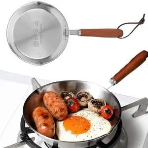Stainless Steel Frying Pan, Nonstick Frying Pan Skillet with Wooden Handle, Egg Pan Fry Pan for Household Restaurant Induction Cooker (12CM) Stainless Steel Frying Pan, Nonstick Frying Pan Skillet with Wooden Handle, Egg Pan Fry Pan for Household Restaurant Induction Cooker (12CM)