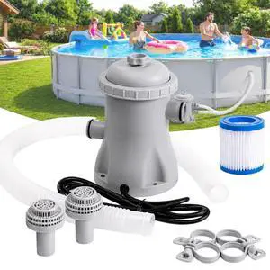 330 GPH Pool Filter Pump Above Ground, 16W Pool Filter Pump Complete Kit with Hose - Clear Water Circulation, Quiet Sealed ABS Design for Small to Medium Pools 330 GPH Pool Filter Pump Above Ground, 16W Pool Filter Pump Complete Kit with Hose - Clear Water Circulation, Quiet Sealed ABS Design for Small to Medium Pools