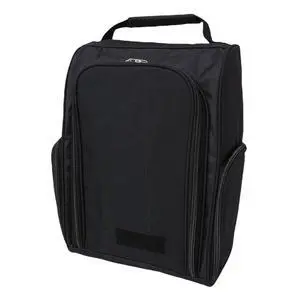 Nylon Zippered Shoe Bag for Travel | Shoe Carrier With Side Pockets for Men Women Sport Shoes Socks Balls Black Nylon Zippered Shoe Bag for Travel | Shoe Carrier With Side Pockets for Men Women Sport Shoes Socks Balls Black
